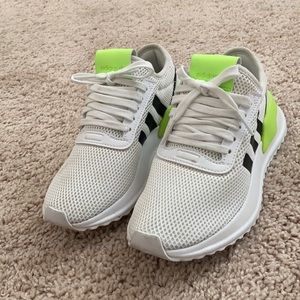 Adidas originals white and green sneakers